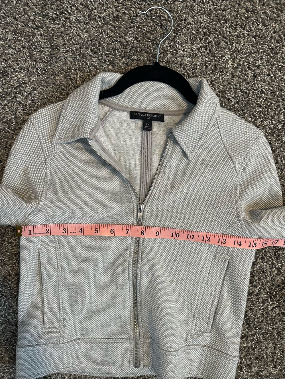 Banana Republic Textured Knit Zip Front Jacket XS Gray Moto Career - Picture 8 of 9